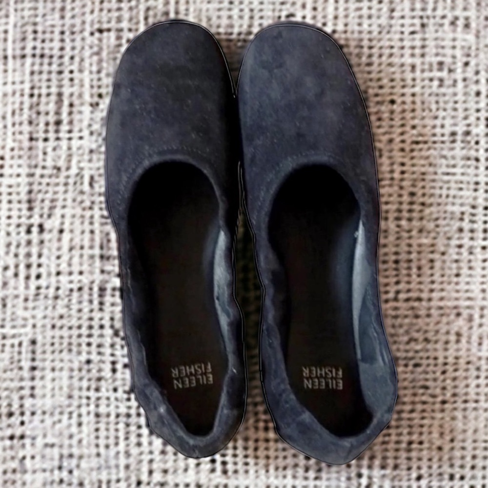 Eileen Fisher Black Suede Slip-On Flats